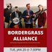 Poster with the members of the Bordergrass Alliance posing with their instruments