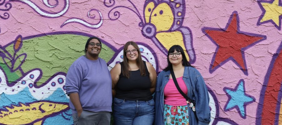 A photo of the Midtown mural organizers Daphne Masih, Nicole Matheis and Aaliyah Flett.