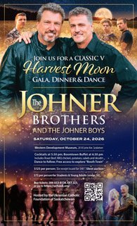 Details of the HARVEST MOON GALA, DINNER & DANCE Featuring The JOHNER BROTHERS and the Johner Boys Saturday, October 24, 2026