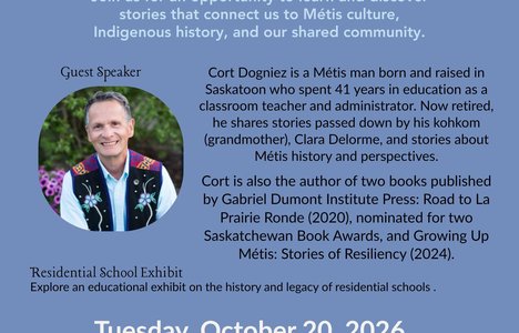 Details of Stories That Connect Us Join the Watrous-Manitou Beach Heritage Centre for a meaningful evening of learning, discovery, and community connection. This event offers a unique opportunity to explore stories that connect us to Métis culture