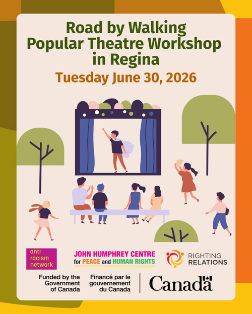 Poster for the event with graphics of people watching a performance on a stage in a park.
