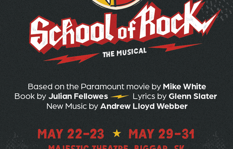 Poster for event with the School of Rock logo and a QR Code.