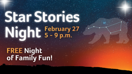 Poster for the event with a image of a bear formed by stars