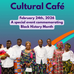 poster for event with a group of people standing together in traditional dress