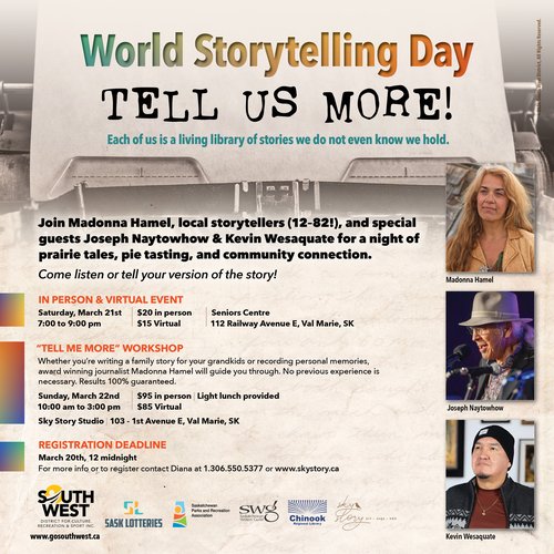 World Storytelling Day Poster with photos of presenters.