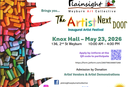 Poster for the event with a QR code and a picture of colourful crayons.