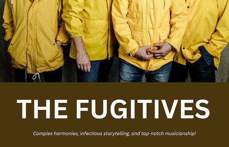 Poster for event with a picture of the band standing together.