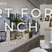 poster for event with a photo of a white walled art gallery with sculptures and pictures on display.