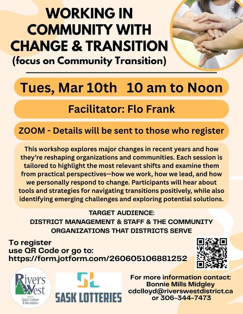 Poster for event with image of people stacking hands on top of each other.