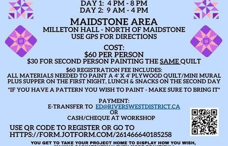Poster for the event with photos of quilt patterns.