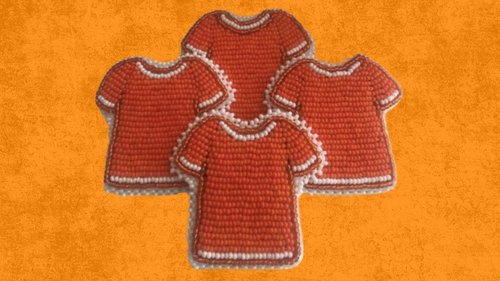 Example of beaded orange shirt pins.
