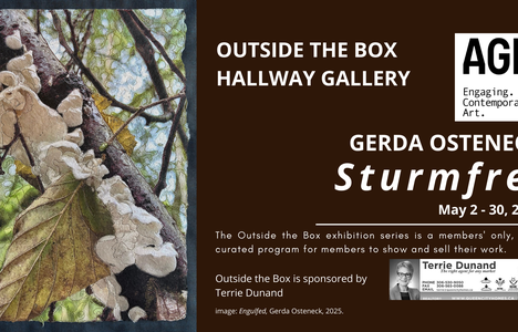 The artwork is a digital photo of a mossy rock wall in a forest in dark earth tones which has been embroidered and stitched over.