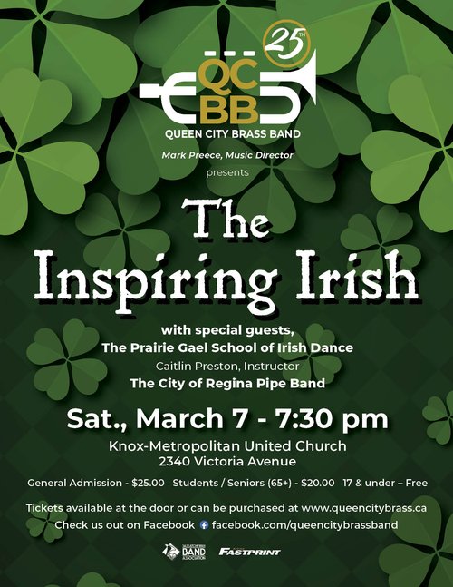 Poster for event with four leaf clovers in the background.