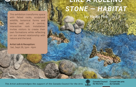 A water color graphic image of the invitation for the Like a Rolling Stone Habitat event