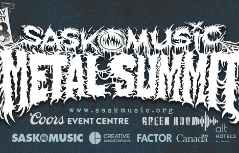 Poster for event with Sask Music Metal Summit in the centre.