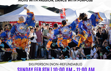 Poster for event with a QR Code and a image of people dancing